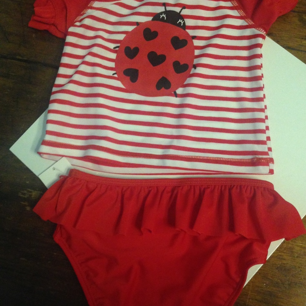 NWT 18 Months 2 Pcs Ladybug Swimsuit